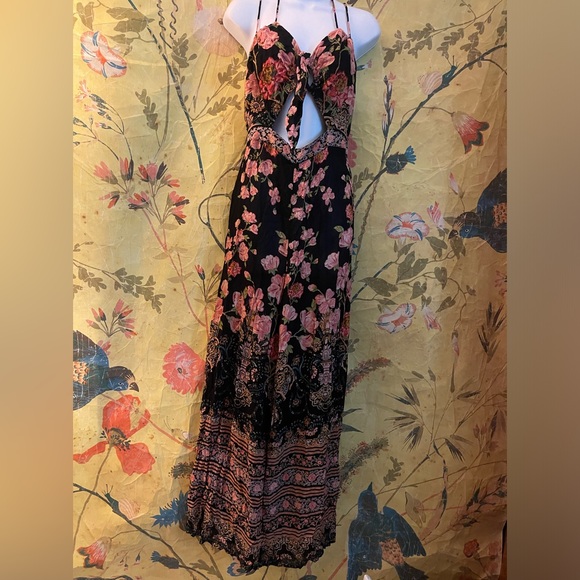 NWT FREE PEOPLE Sz 8 SUNDOWN CUTOUT WIDE LEG FLORAL PRINTED JUMPSUIT - Picture 6 of 8